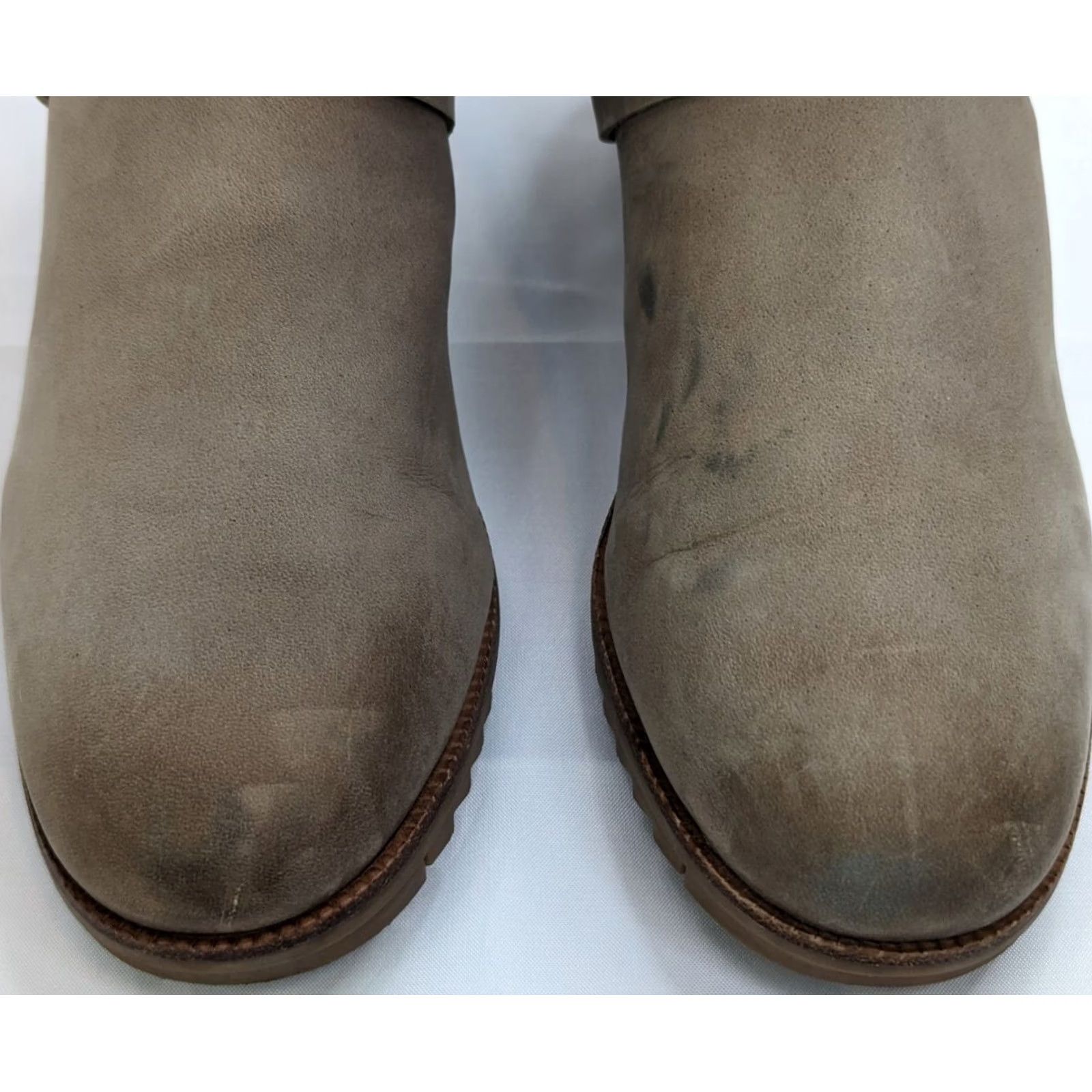 SOREL SOREL Out N About Boots Women 9 Taupe Leather Ankle 8" Tall w 2.5" Heel Buckle Strap Zip NL3708-251 Brown Leather Western Casual Winter Fall Size US 9 / IT 39 - 5 Thumbnail