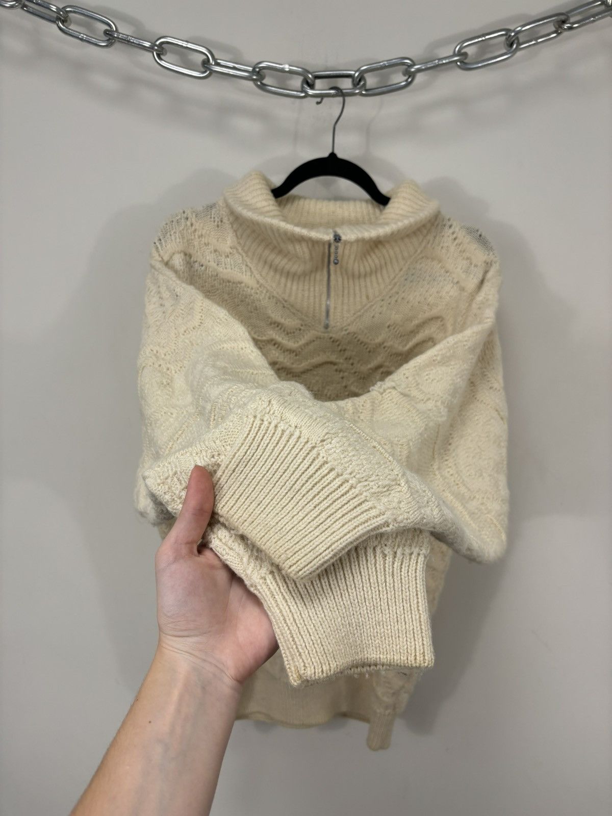 Other Vintage Nani Bon Men’s Wave Knit Wool Turtleneck Zip Sweater Size US L / EU 52-54 / 3 - 10 Thumbnail