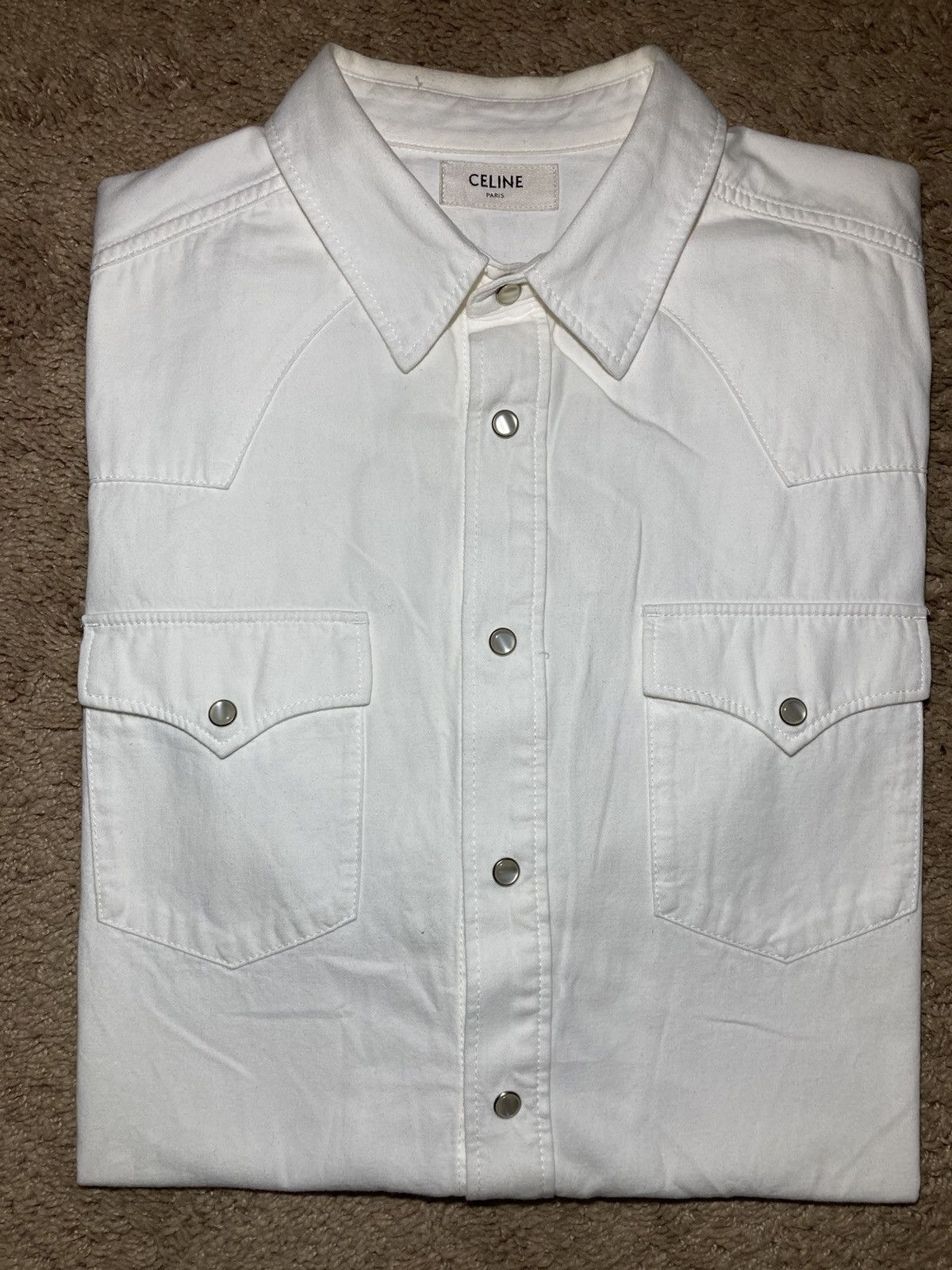 Celine AW23 Celine Western Shirt Relaxed Pearl 2023 Hedi Denim Slim Size US M / EU 48-50 / 2 - 1 Thumbnail