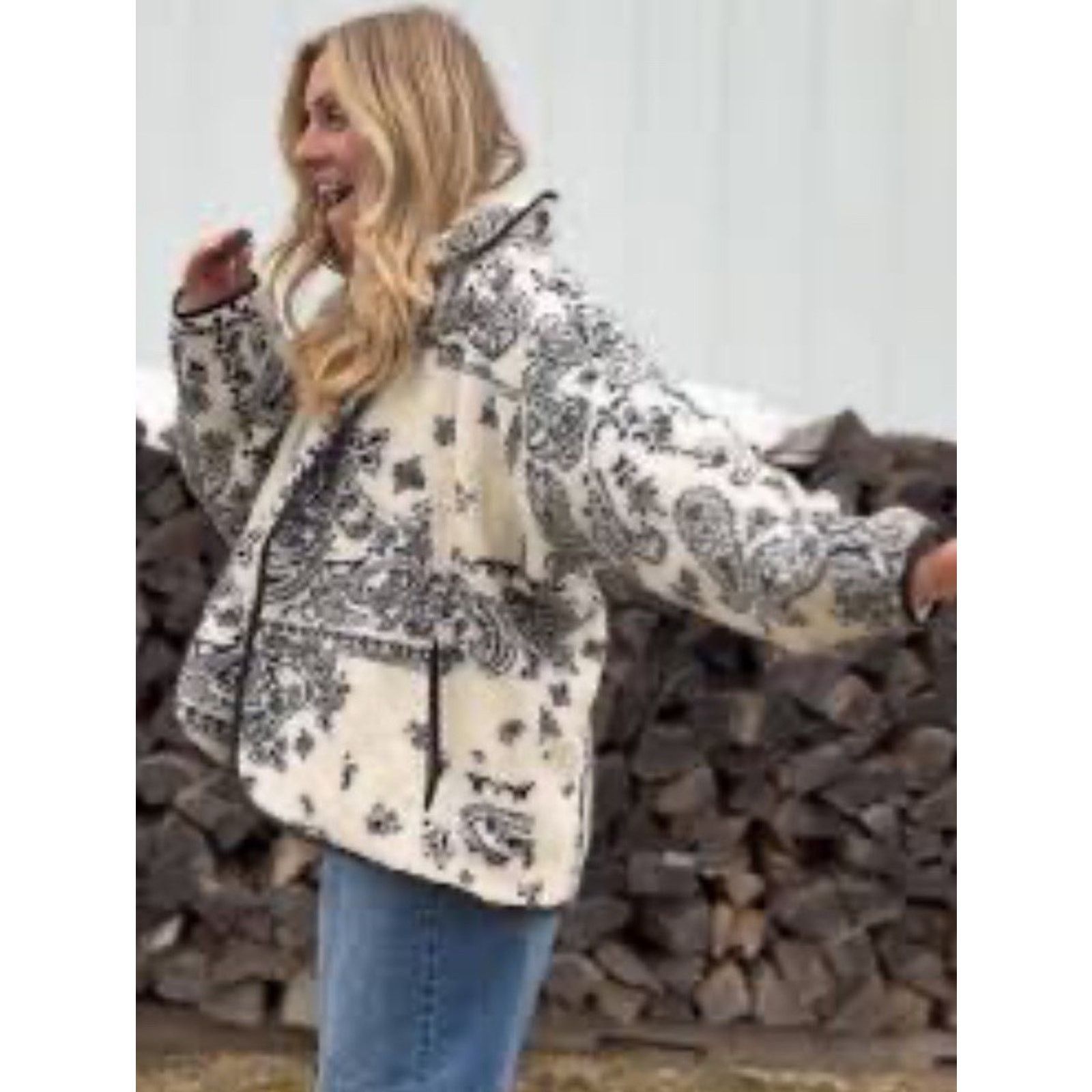 Other SUPEEON Black Ivory Paisley Sherpa Teddy Boho Jacket L Size L / US 10 / IT 46 - 1 Thumbnail