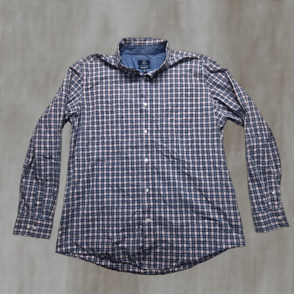 George VINTAGE not applicable; brand/point: George Shirt Adult Men XL Blue Button-Up Check Pattern Size US XL / EU 56 / 4 - 1 Thumbnail