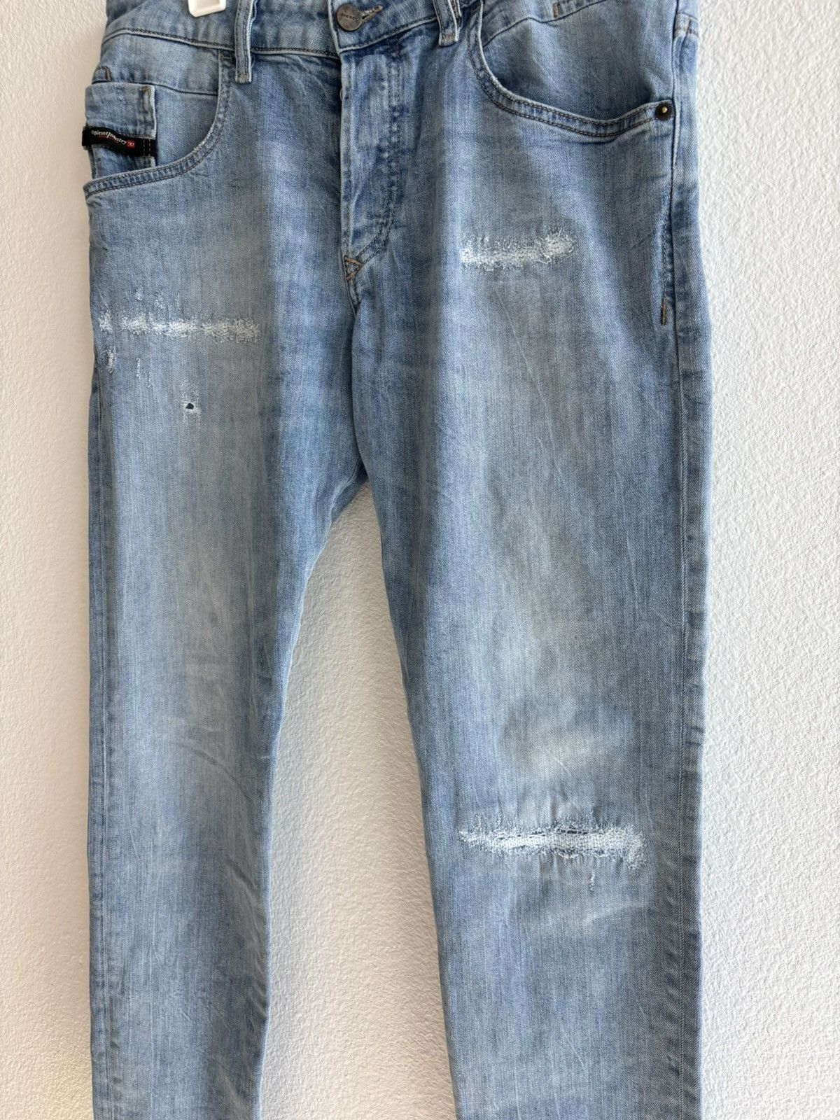 Designer × Diesel Blue Diesel Distressed Tapered Jeans Size US 33 - 4 Thumbnail
