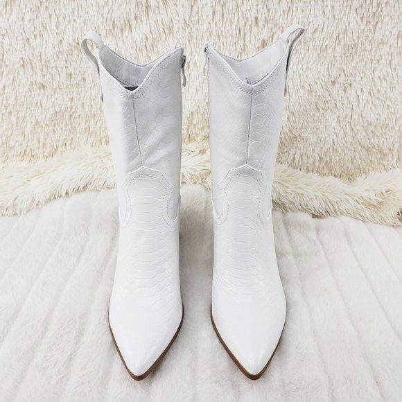 Other Slayer White Cowgirl Cowboy Ankle Boots Western Block Heels Size US 9 / IT 39 - 2 Thumbnail