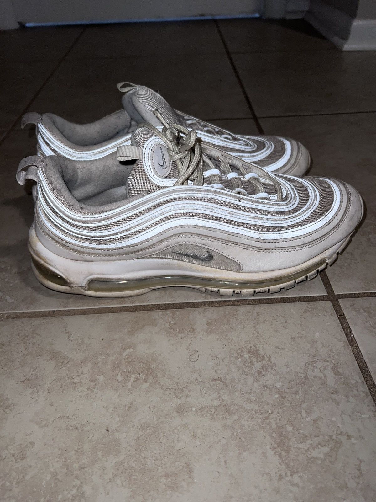 Nike Nike Air Max 97 Triple White Wolf Grey Size US 10.5 / EU 43-44 - 2 Thumbnail