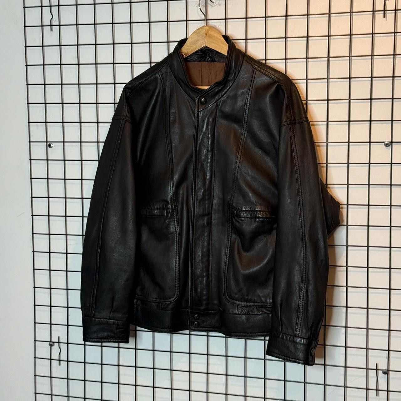 Vintage Vintage 90s Real Leather Boxy Black Jacket Size US L / EU 52-54 / 3 - 3 Thumbnail