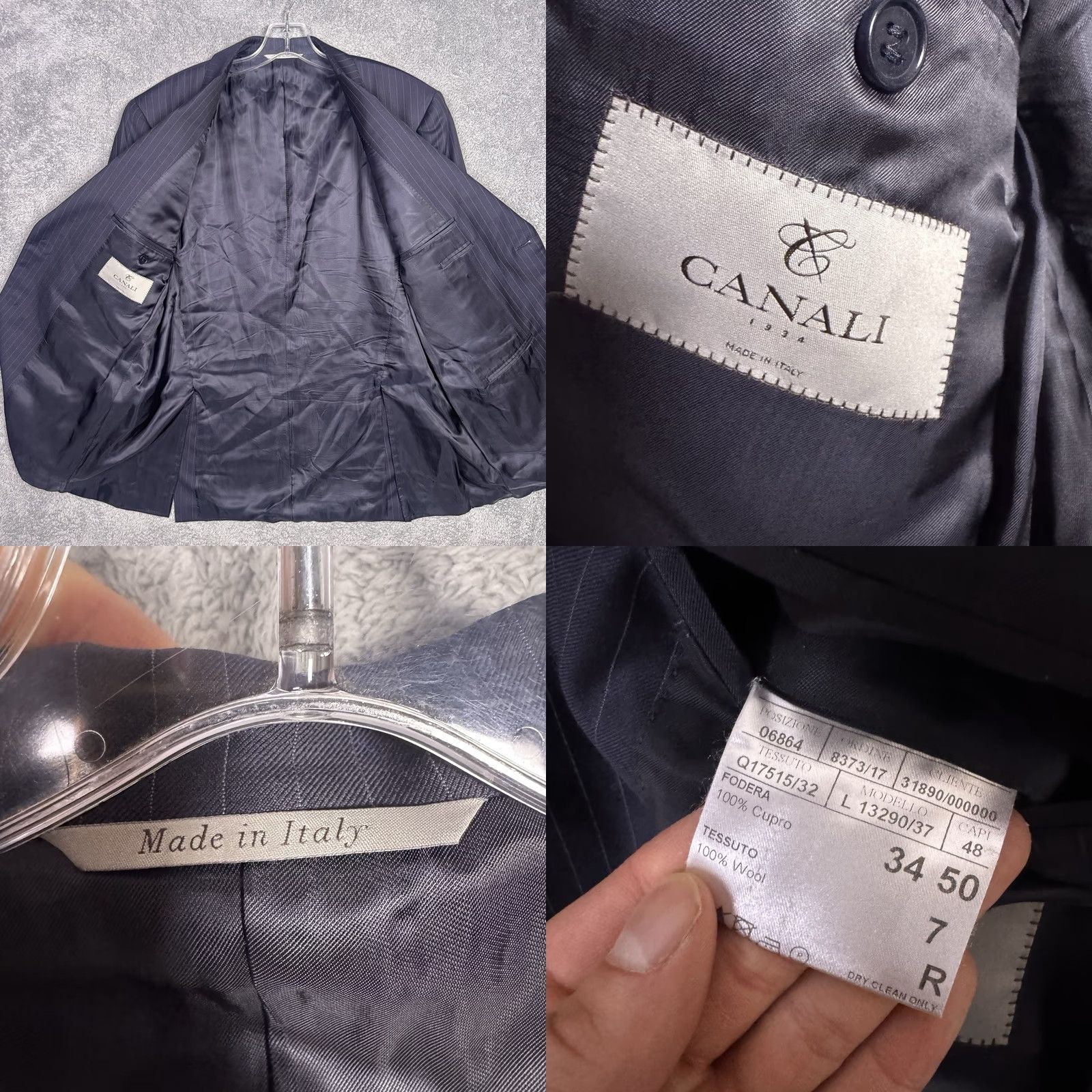 Canali Canali 1934 Blazer Men EU 50R Wool Striped 42" Chest Notch Lapel Double-Vented Two-Button Flat Front Regular Classic Cardigan not included Size 50R - 8 Thumbnail