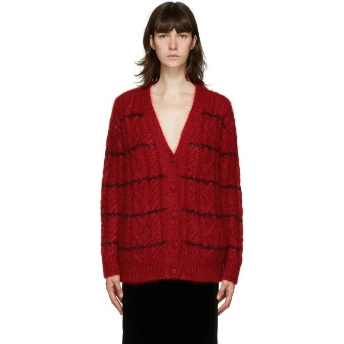Saint Laurent Paris o1y0126 Cardigan in Red/Black Size M / US 6-8 / IT 42-44 - 1 Thumbnail
