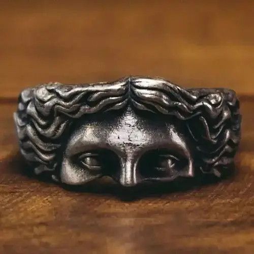 Designer × Vintage New Vintage Brass Religious Belief Jesus Head Ring Unisex Size ONE SIZE - 4 Thumbnail