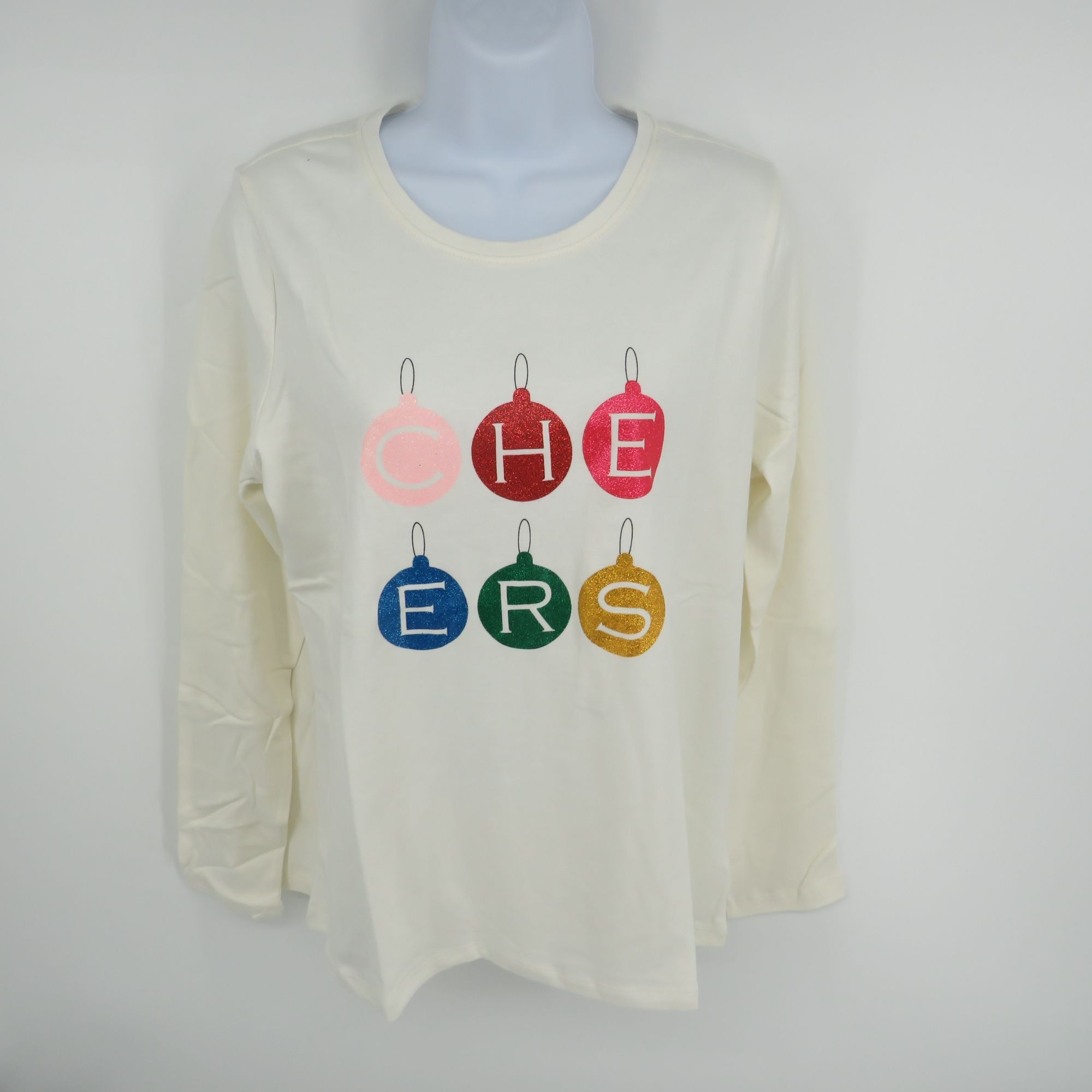 Other Kim Rogers Women's Long Sleeve "Cheers" Ornament Tee Shirt P Size S / US 4 / IT 40 - 1 Thumbnail