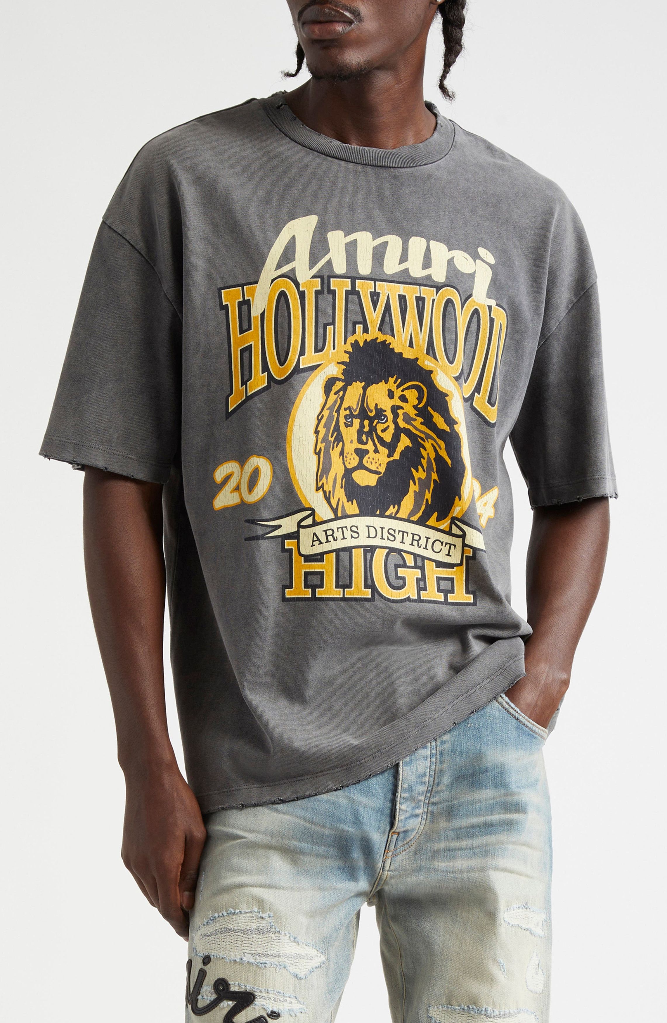 Amiri o1orln1125 High Lion Distressed Graphic T-Shirt in Dark Grey Size US XL / EU 56 / 4 - 3 Thumbnail
