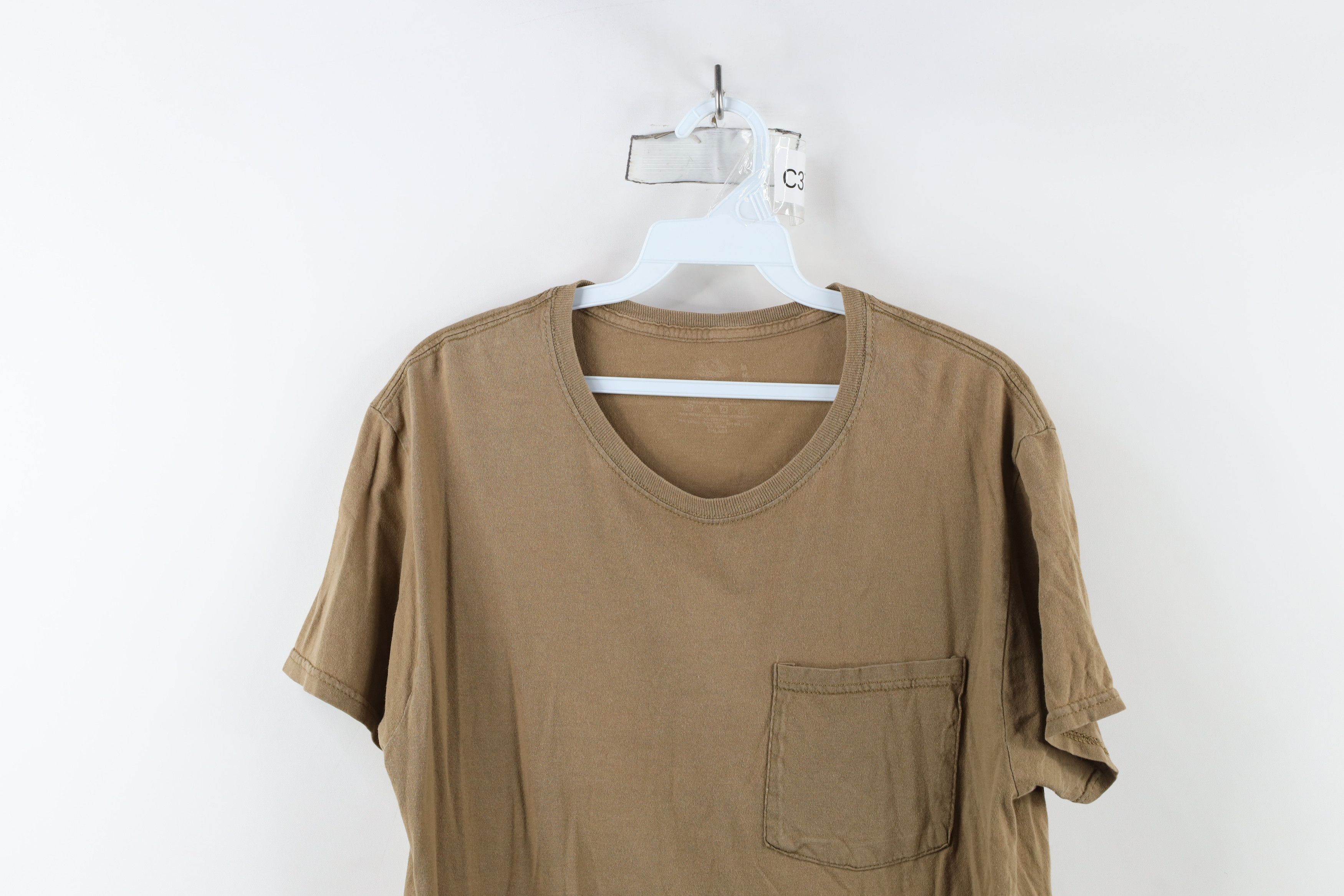 Vintage Vintage Y2K Streetwear Blank Cotton T-Shirt Beige Brown Size US M / EU 48-50 / 2 - 2 Thumbnail
