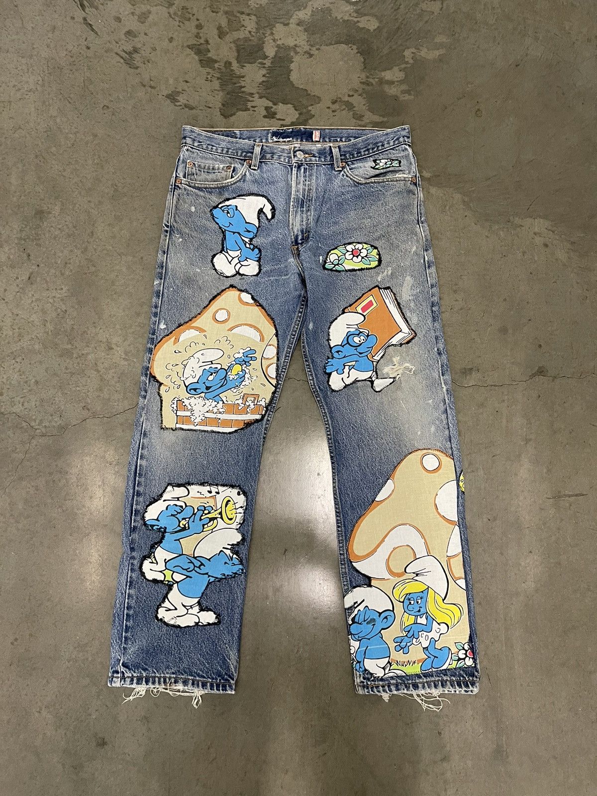 image of 1 Of 1 x Levis Juke Joint Threads “Psychedelic Smurfs” Reworked Denim Jeans in Blue, Men's (Size 36