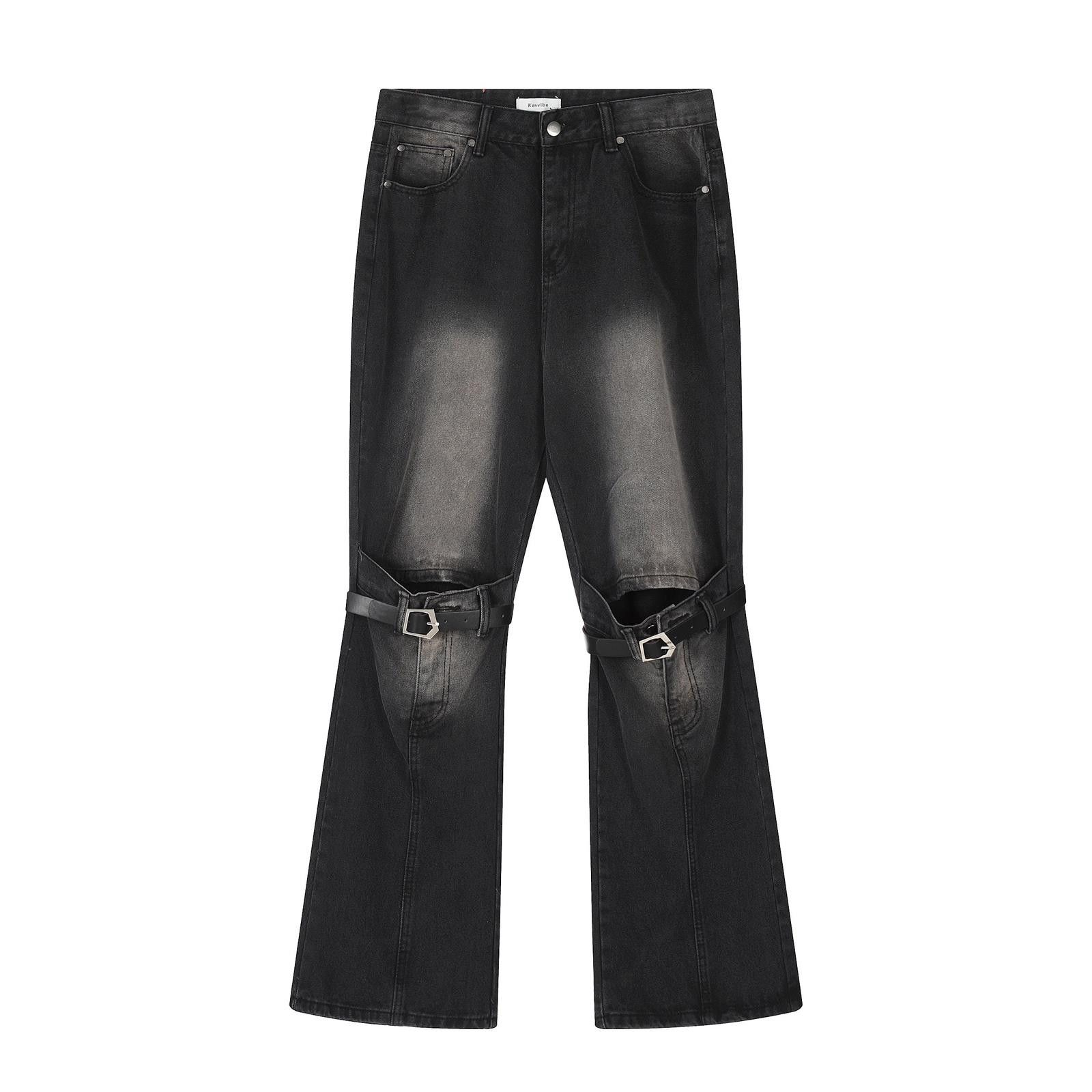 Japanese Brand Knee Strap Flare Jeans Size US 32 / EU 48 - 4 Thumbnail
