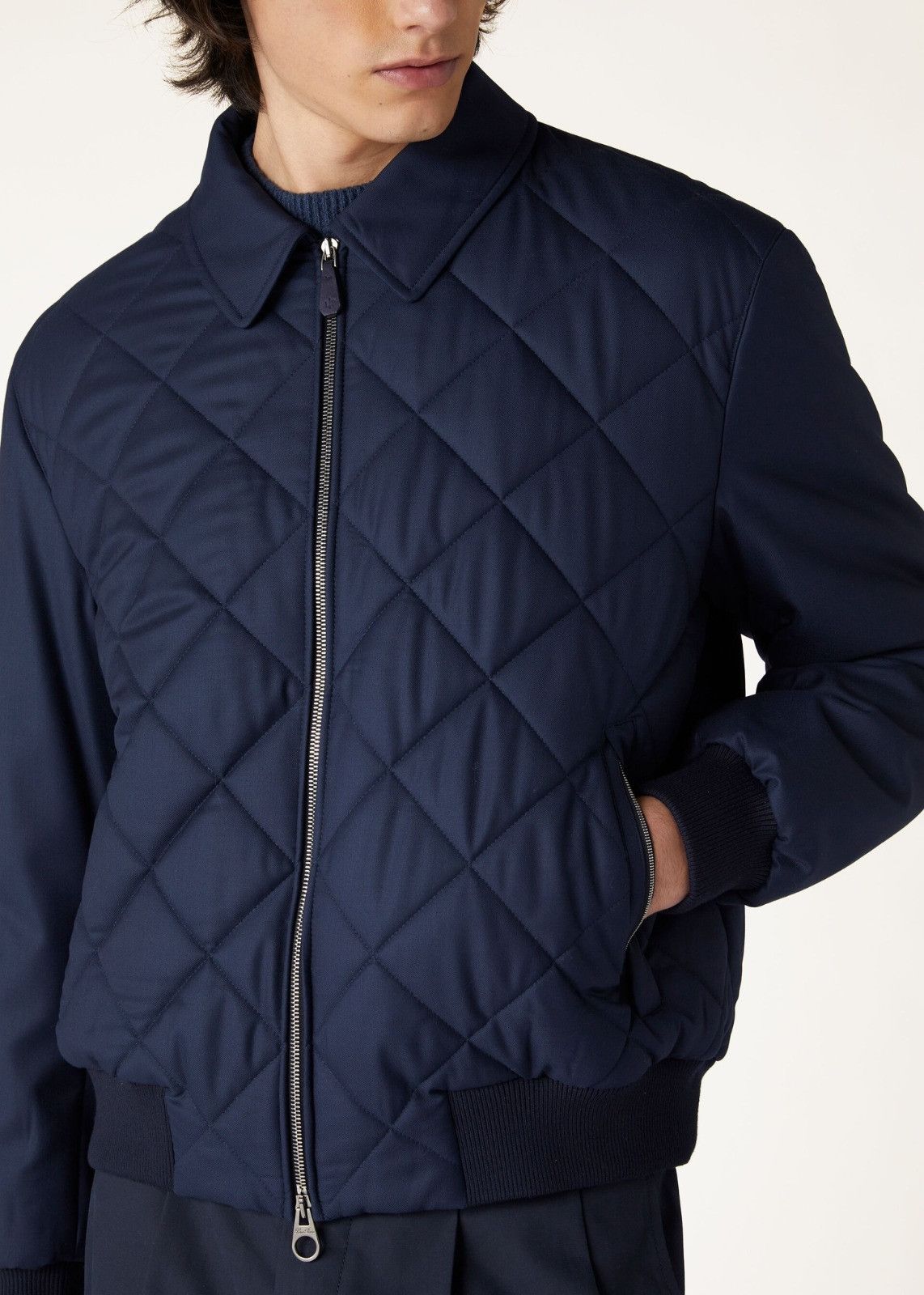 Loro Piana o1srvl11e0125 Ampay Tasmanian Bomber Jacket in Navy Blue Size US L / EU 52-54 / 3 - 3 Thumbnail