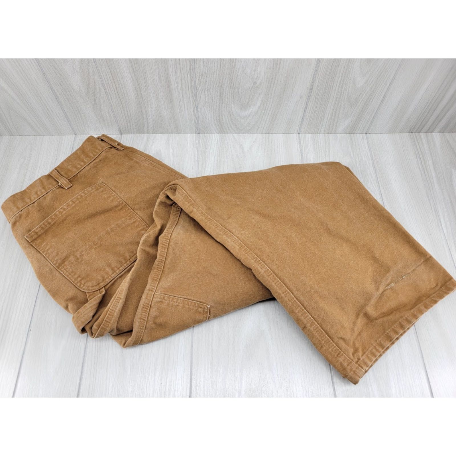 Carhartt VINTAGE Carhartt Pants, Carpenter Canvas, 42x32, Brown, 5-Pocket, Relaxed Fit, Zipper Closure, Cotton, Button/Loops, Workwear, Carhartt Size US 42 / EU 58 - 5 Thumbnail