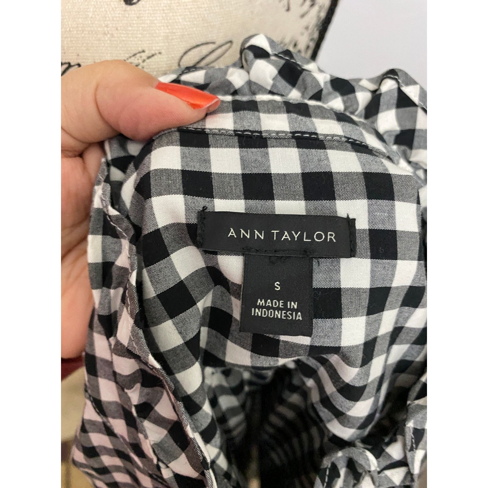 Ann Taylor Ann Taylor Black & White Gingham Button Up Blouse Size S / US 4 / IT 40 - 6 Thumbnail