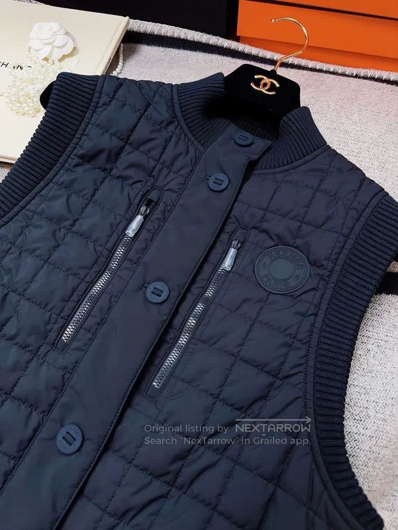 Hermes Hermes Dark Blue Plaid Cotton Vest Jacket Size XS / US 0-2 / IT 36-38 - 7 Thumbnail