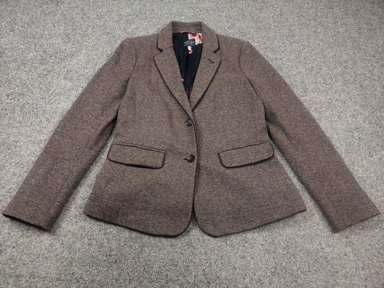 Harris Tweed Joules Agatha Ladies Tweed Brown Blazer Herringbone Jacket Size M / US 6-8 / IT 42-44 - 3 Thumbnail