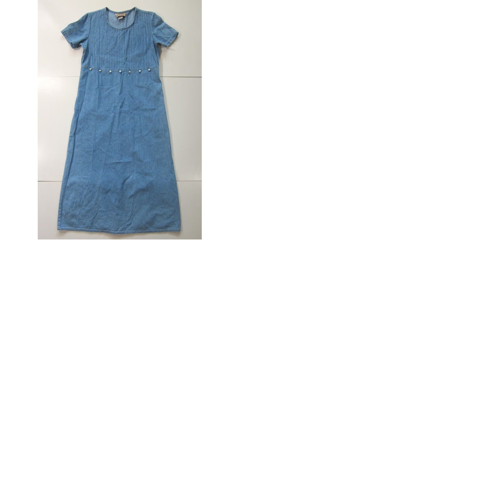 Vintage VINTAGE Studio Ease Denim Jean Light Wash Blue 100% Cotton Pleated Long Dress 10 Women Size 32" / US 10 / IT 46 - 9 Thumbnail
