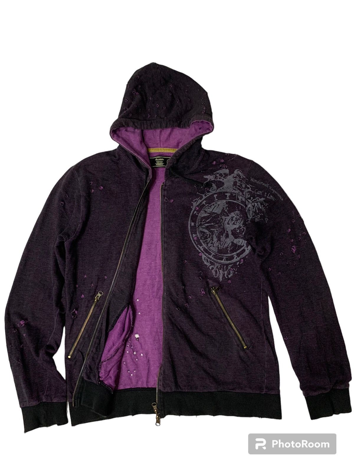14th Addiction × Hysteric Glamour × If Six Was Nine Breathmint Brthbreath Distressed Japanese Punk Hoodie☠️🎌 Size US XS / EU 42 / 0 - 9 Thumbnail