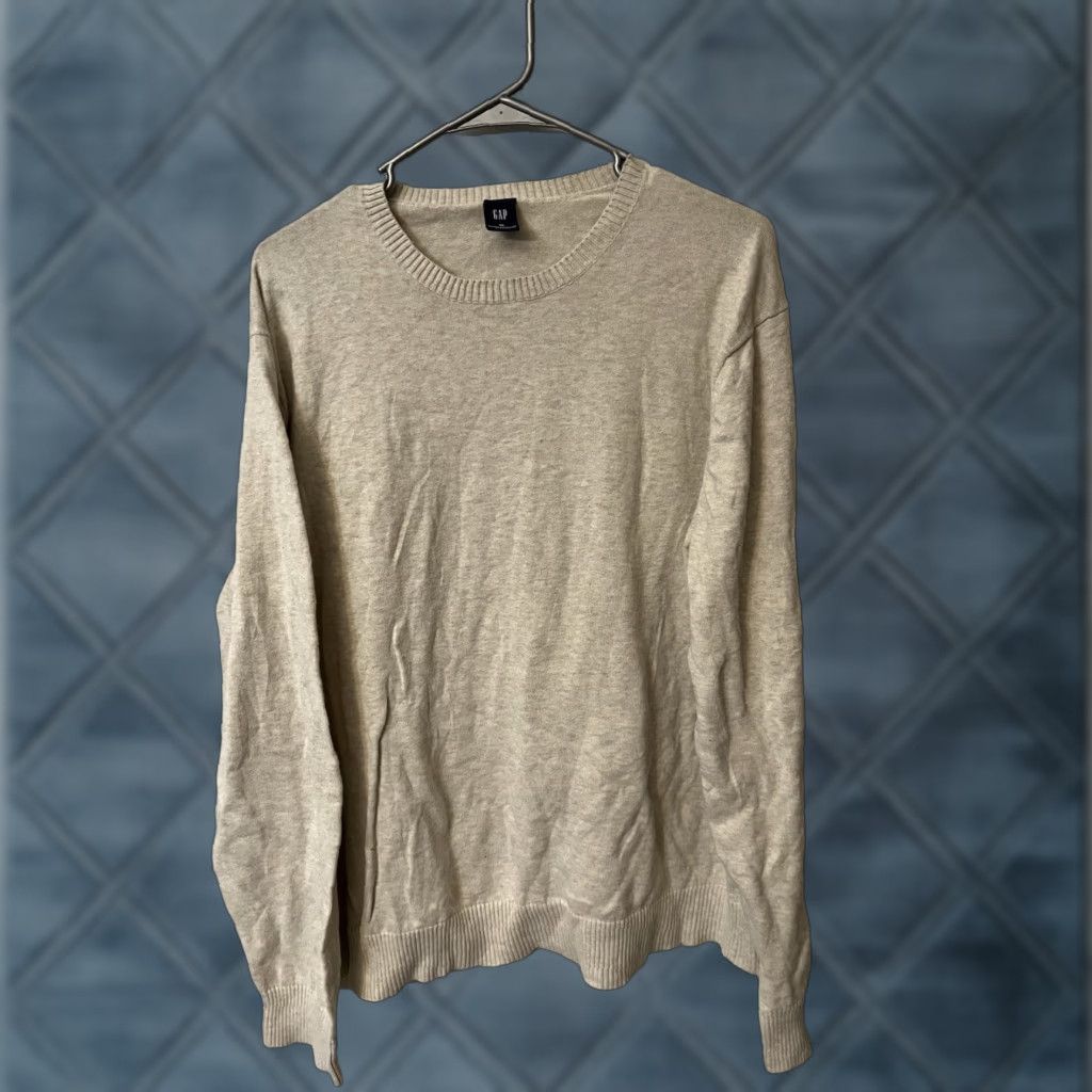 Gap Gap Sweater Men’s XL Solid Ivory Crew Neck Long Sleeve Knit Cotton Pullover Regular Fit Vintage No Size US XL / EU 56 / 4 - 1 Thumbnail