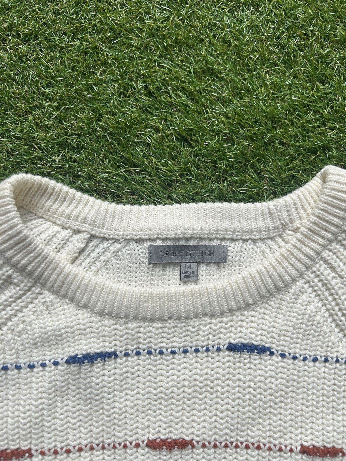 Vintage Cable Stitch Cream Crewneck Sweater Size M / US 6-8 / IT 42-44 - 2 Thumbnail