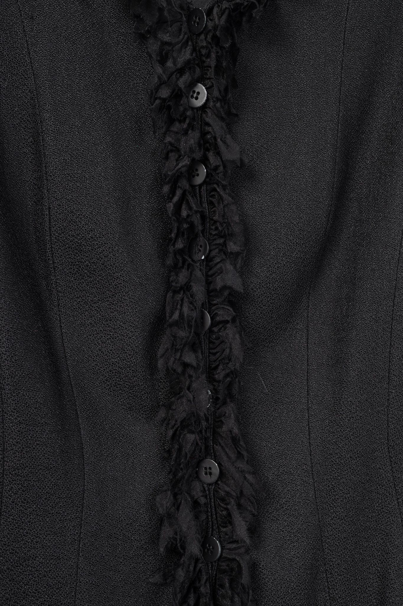 Armani Collezioni Armani Collezioni Black Crepe Silk-Fringe Jacket Size M / US 6-8 / IT 42-44 - 8 Thumbnail