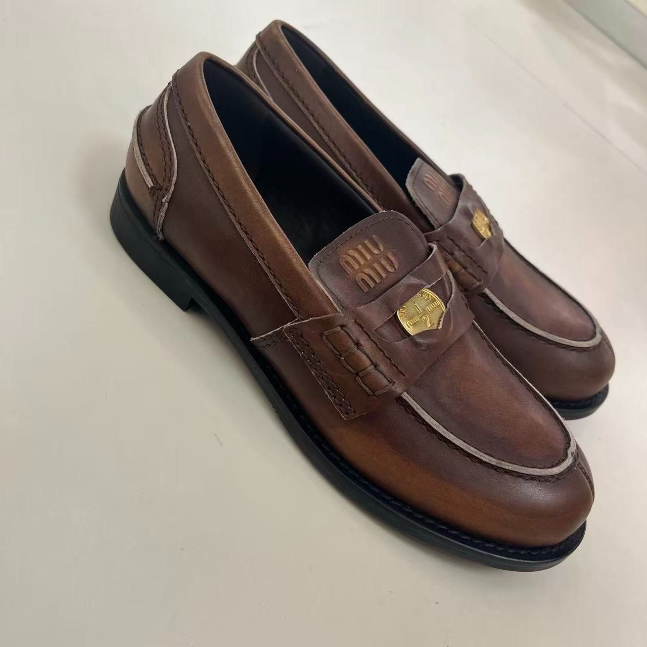 Miu Miu Miu Miu Vintage Distressed Gold Coin Loafers Size US 5 / IT 35 - 1 Thumbnail