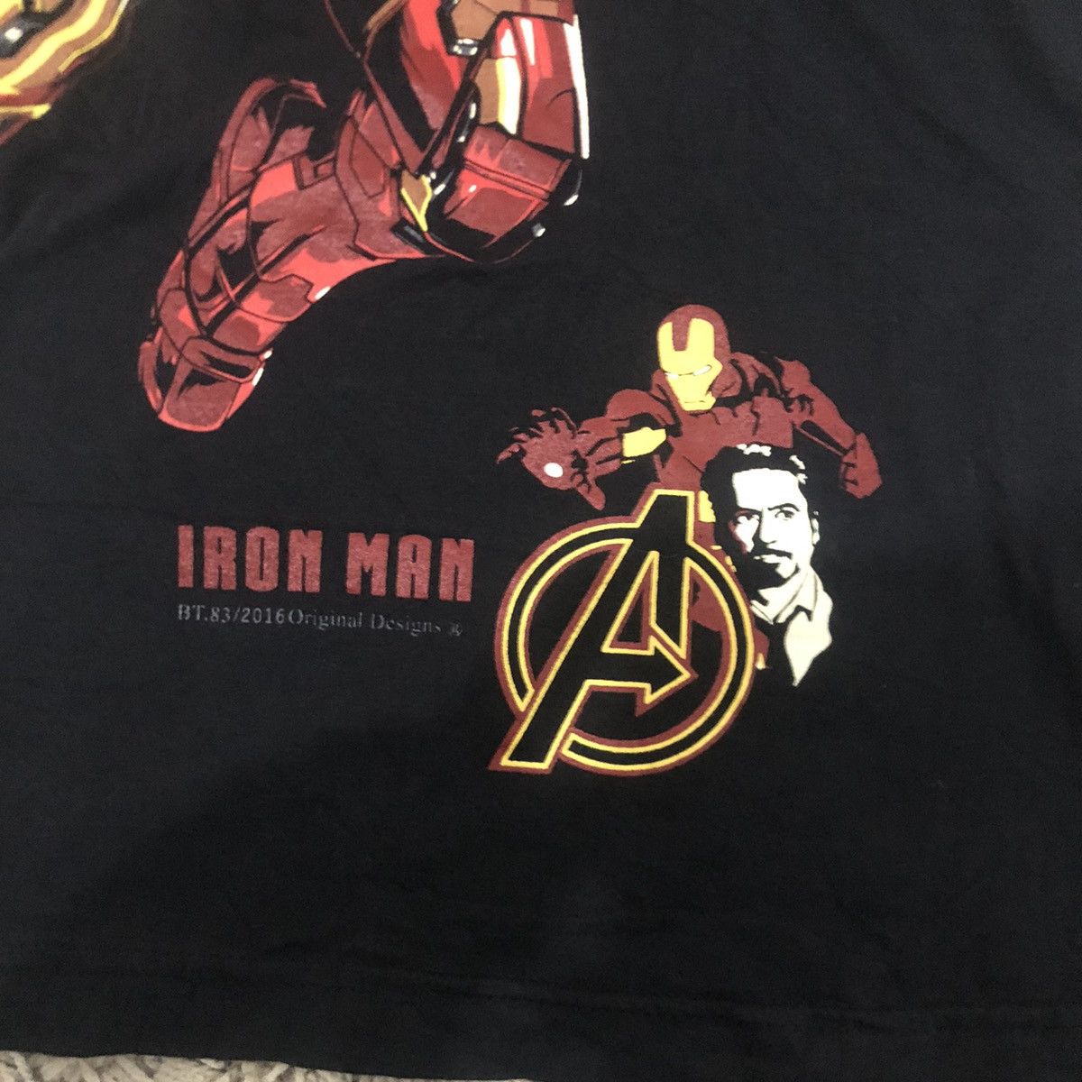 Marvel Comics Iron Man Big Print original black t shirt Size US L / EU 52-54 / 3 - 6 Thumbnail