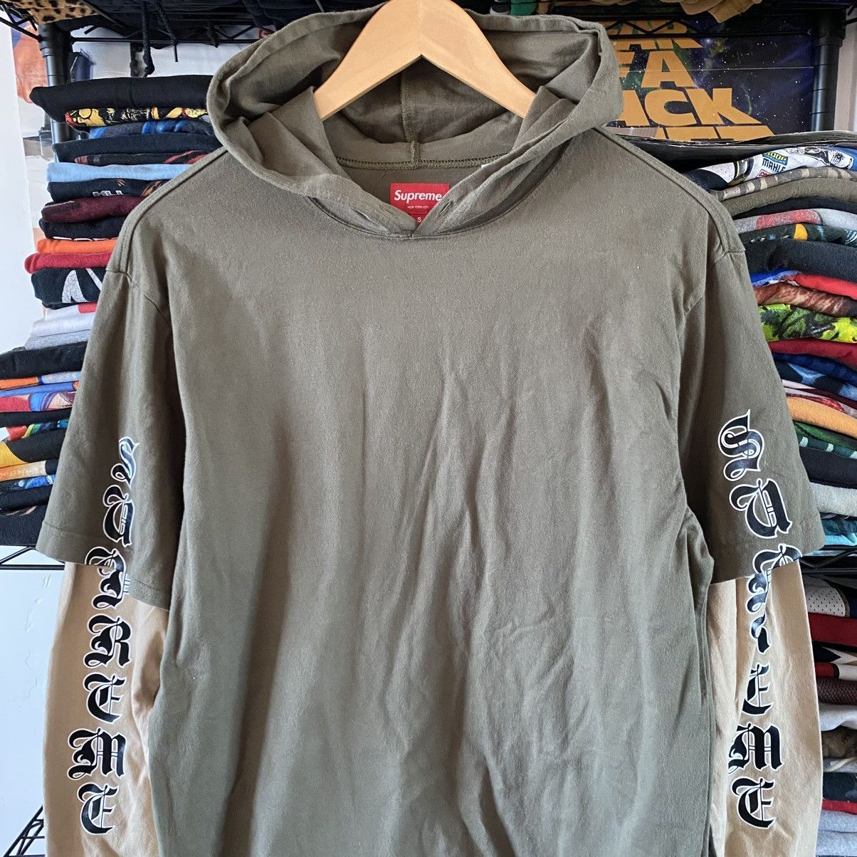 Supreme Supreme Layered Hooded Longsleeve Top Olive 2022 Size US S / EU 44-46 / 1 - 2 Thumbnail