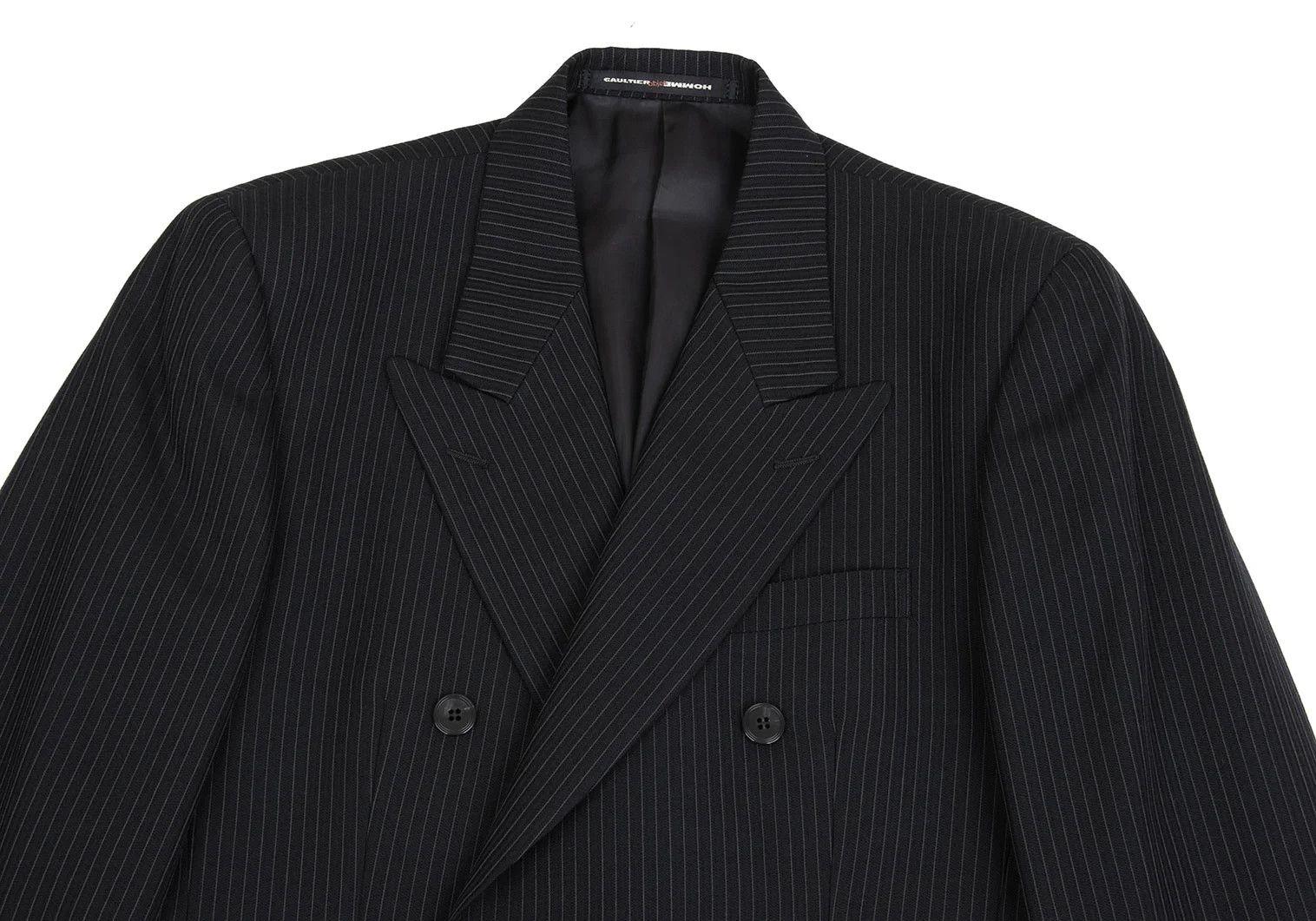 Jean Paul Gaultier Wool Stripe Double Breasted Jacket in Dark Navy 44M Size US S / EU 44-46 / 1 - 2 Thumbnail