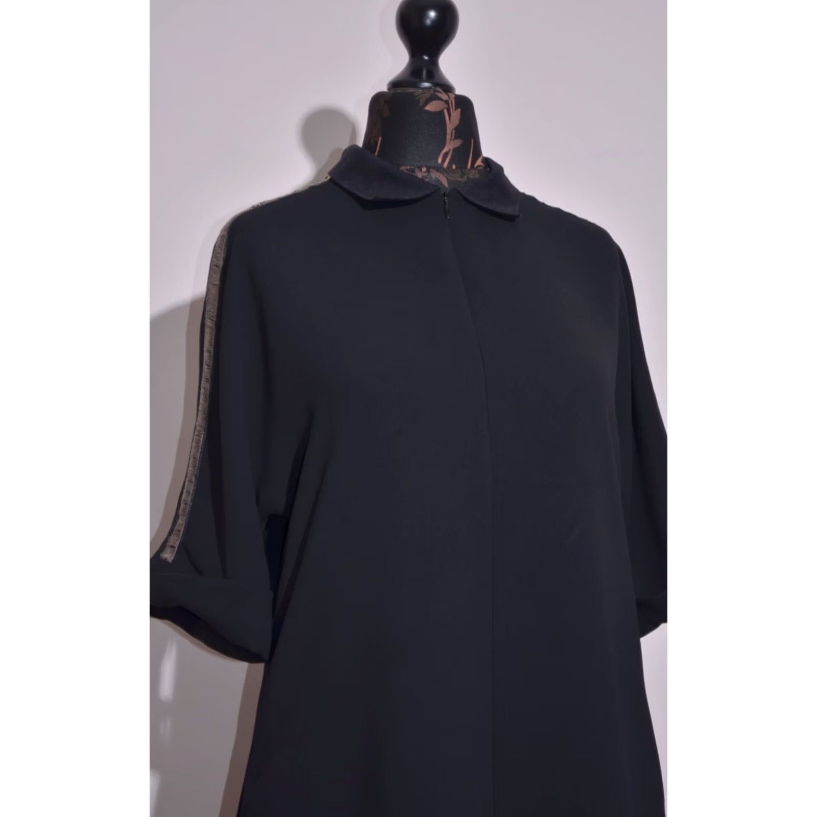 Cop Copine Cop Copine Women’s Black Shirt Dress Metallic Trim Short Sleeve Shift Dress 40 Size S / US 4 / IT 40 - 2 Thumbnail