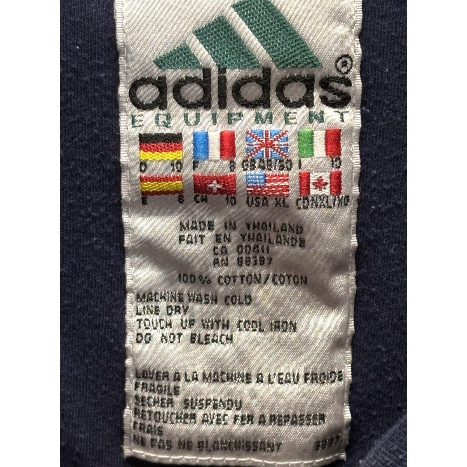 Adidas Vtg Pullover Shirt Mens 1/4 Zip Long Sleeve Sz X-Large Navy Blue Cotton Regular Casual 90s Read