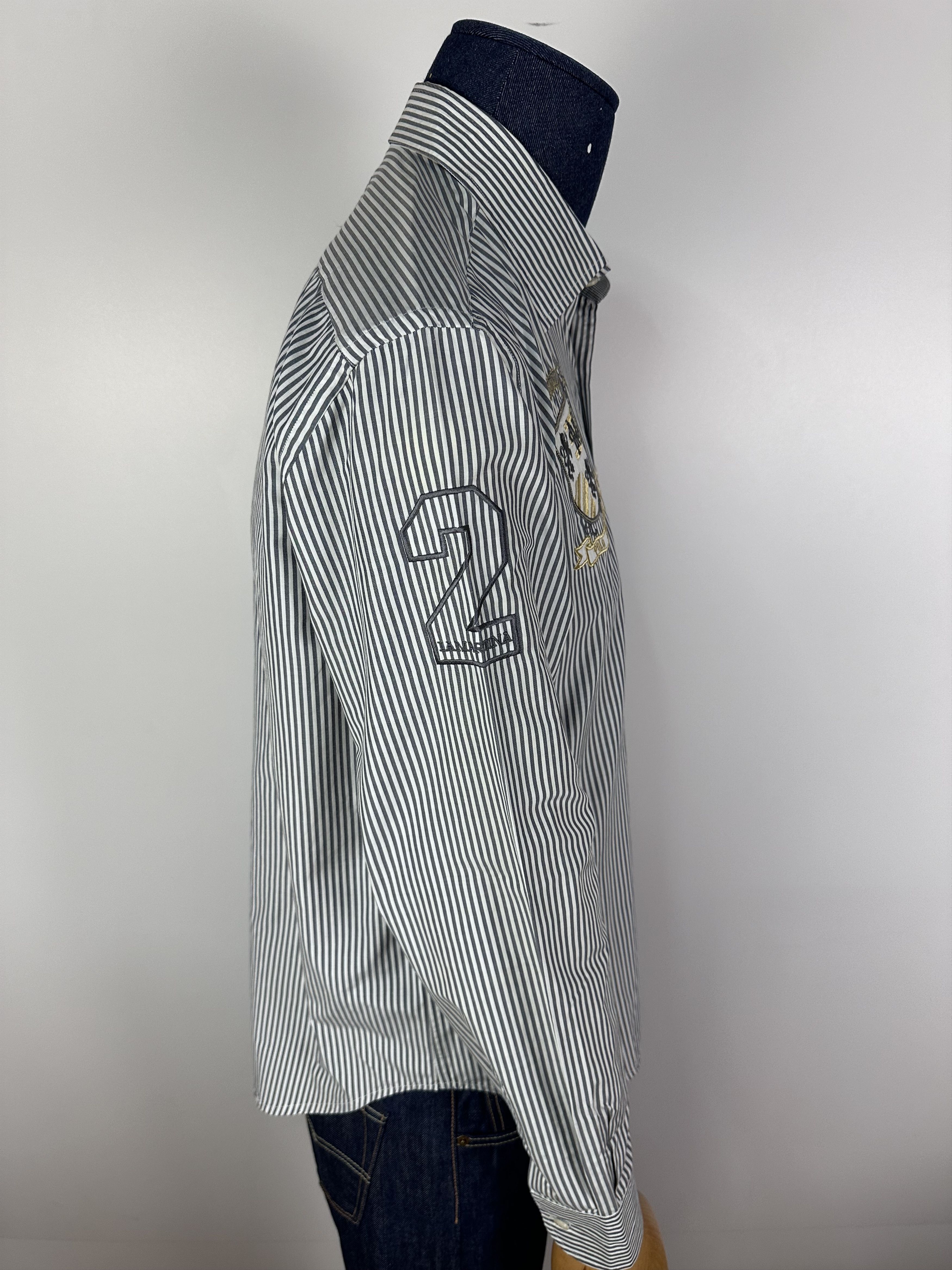 La Martina La MArtina Mens Shirt Gray Stripes Long Sleeves Button Up Size US L / EU 52-54 / 3 - 11 Thumbnail