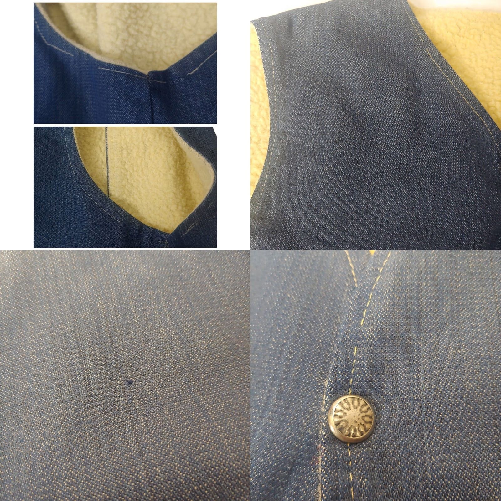 Denime VINTAGE Vest Denim Blue Jean L Sherpa Lined Western Work READ Mens 24" Chest 24" Front 27.5" Back Size US 33 - 8 Thumbnail