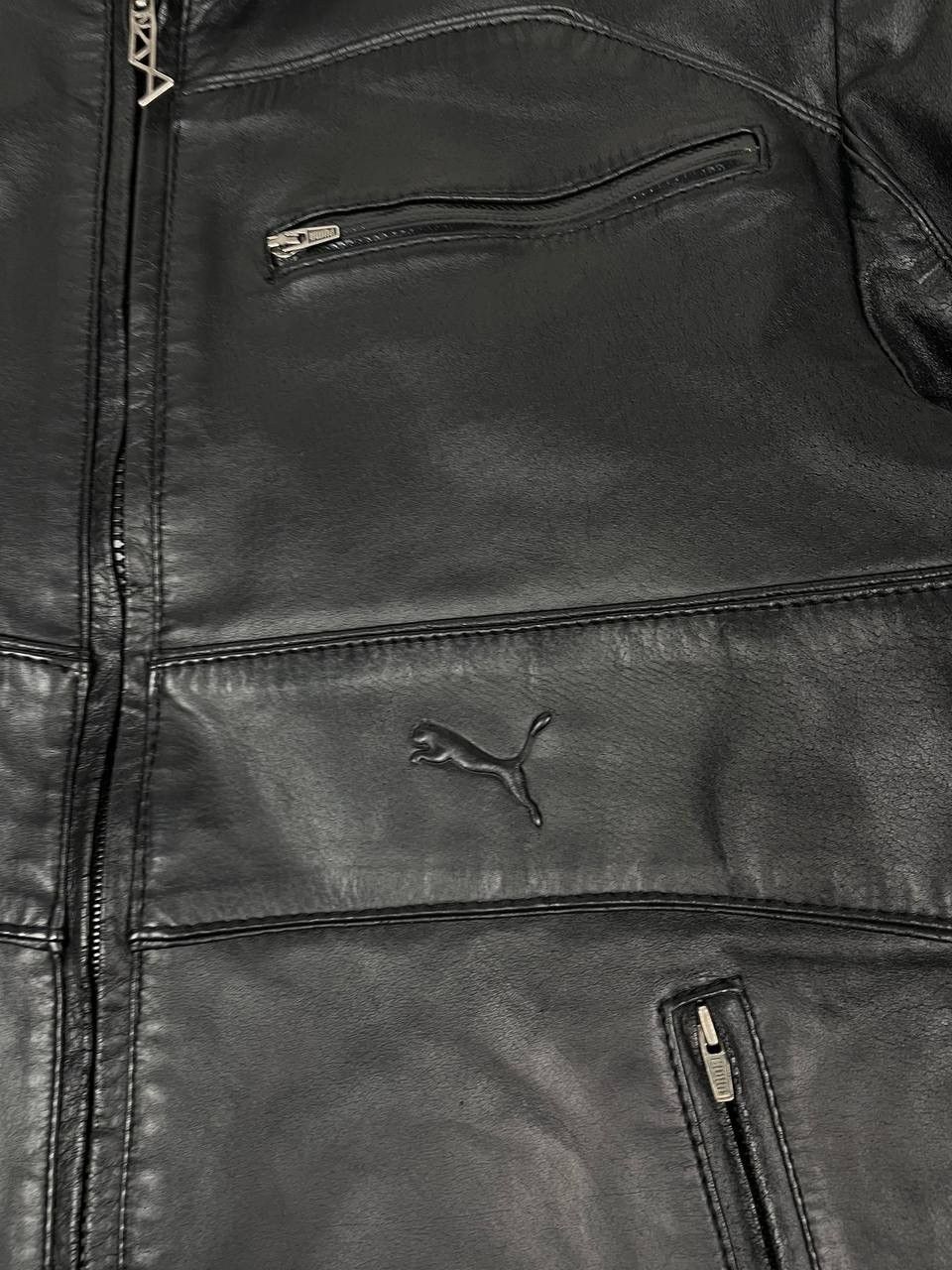 Puma Ducati Leather Jacket Big Logo Racing Moto Bike Y2K