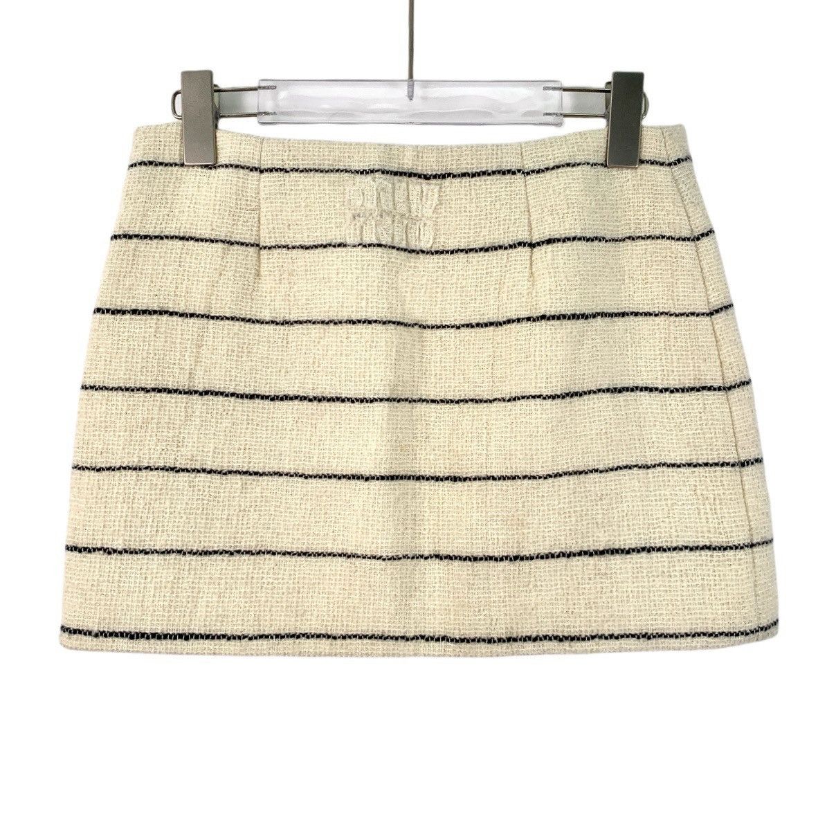 Miu Miu MiuMiu Striped Letter Embroidered Woven Wool Skirt K26WX Size 26" / US 2 / IT 38 - 2 Thumbnail