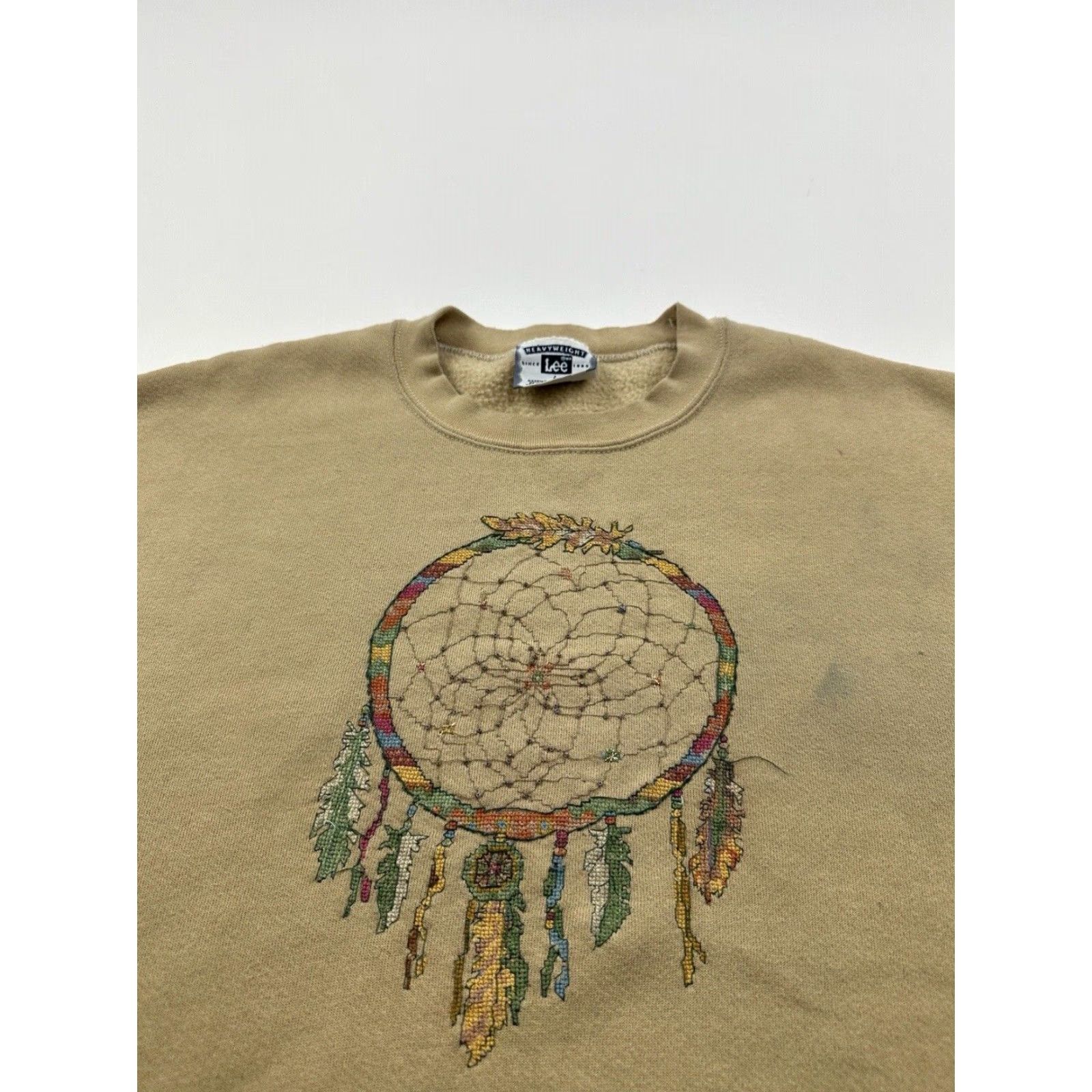Lee VINTAGE Lee Sweatshirt Unisex Adults Large Brown Dreamcatcher Embroidered 90s Pullover Crew Neck Cold Weather Size US L / EU 52-54 / 3 - 4 Thumbnail