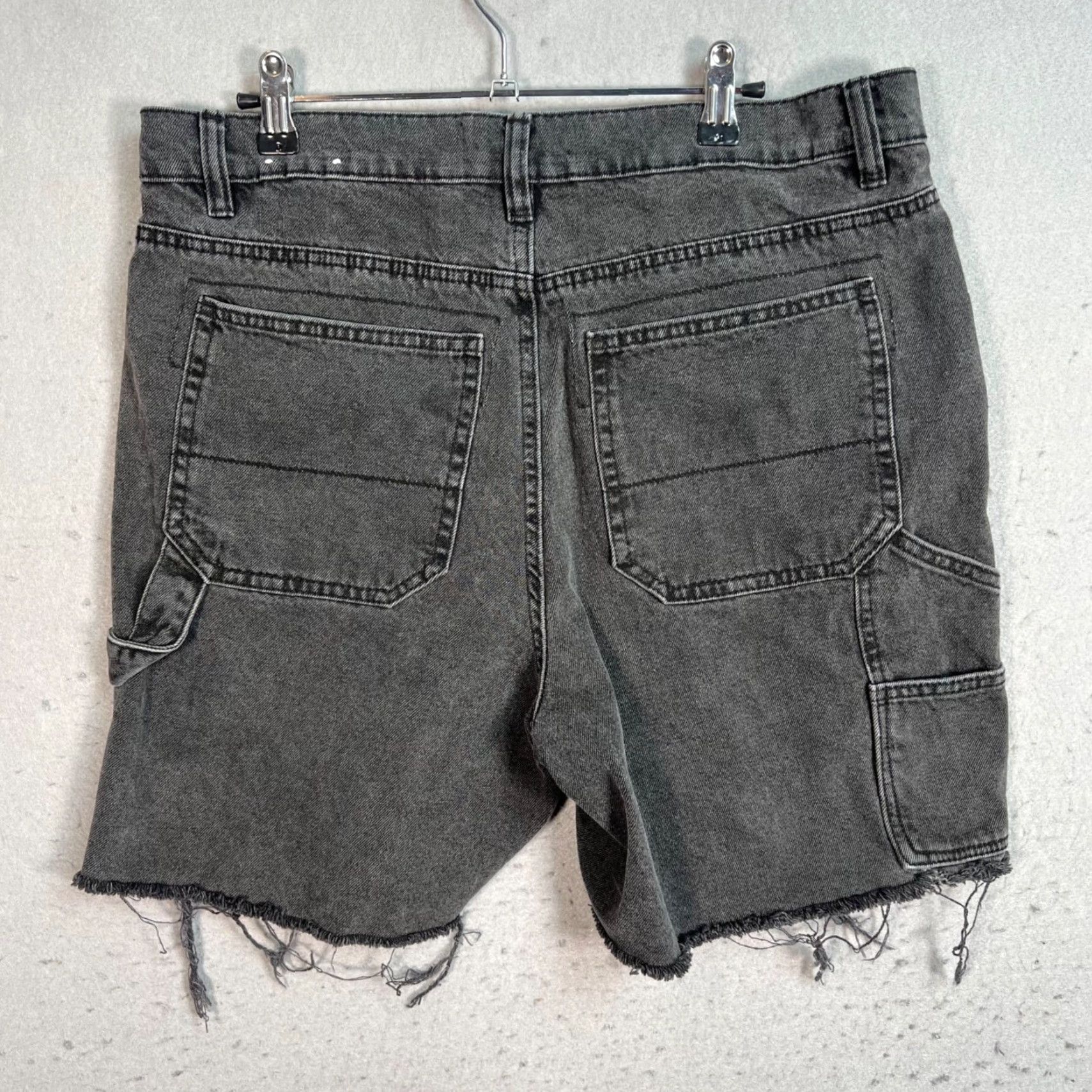 Vintage VINTAGE Ardene Women's Denim Shorts Size 13 High Rise Black Frayed Hem Cut-Off Summer Casual Size 34" / US 12 / IT 48 - 2 Thumbnail