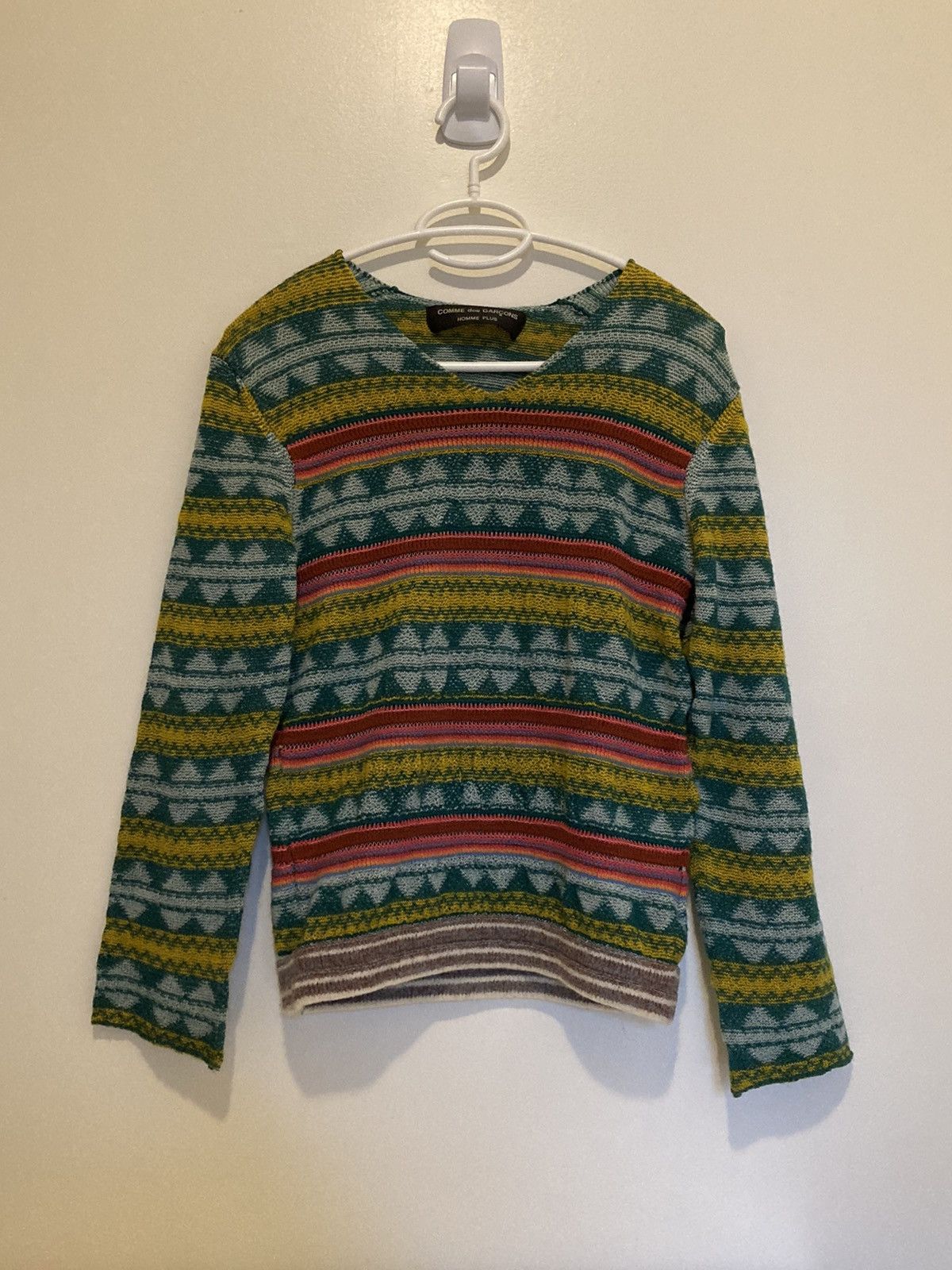 Comme des Garcons Homme × Comme des Garcons Homme Plus CDGHP 2001 Psychedelic Tribal Pattern Knit Sweater Size US S / EU 44-46 / 1 - 1 Thumbnail