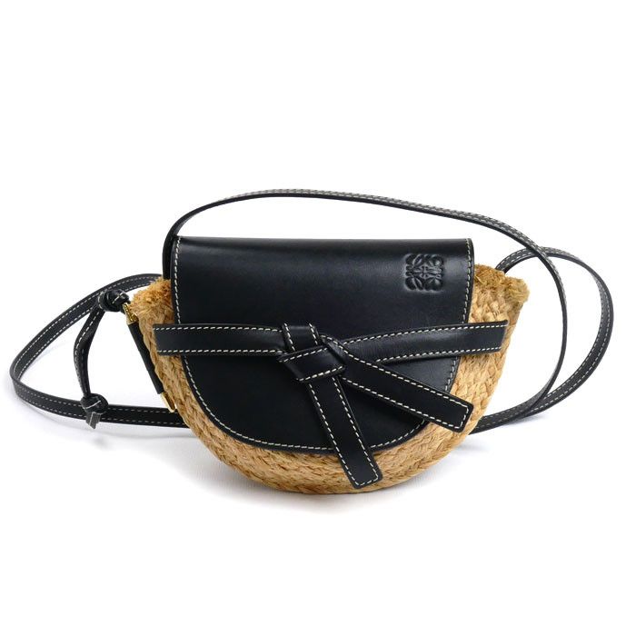 Loewe Loewe Gate Raffia Shoulder Bag Natural Material Shoulder Bag 329.13.u62 in Black, Women's