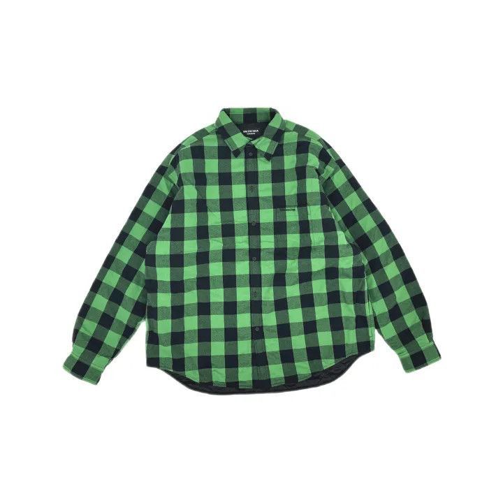 Balenciaga Balenciaga Green Check Long Sleeve Shirt 0079-2507 Size US L / EU 52-54 / 3 - 2 Thumbnail