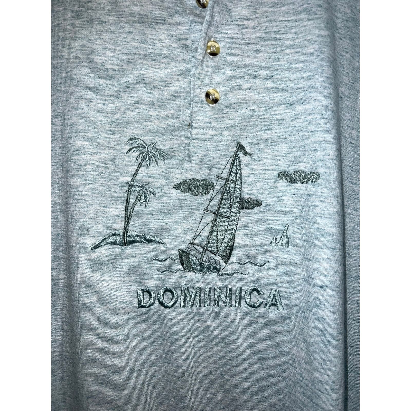 Vintage Vintage Dominica Shirt Sailboat 1/4 Button Down Tee 90s XL Size US XL / EU 56 / 4 - 2 Thumbnail
