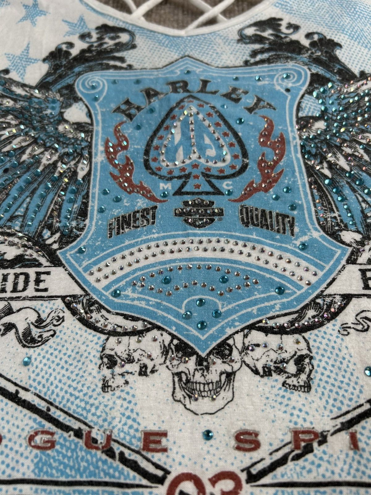 Harley Davidson Harley-Davidson Women’s Tee Medium Rhinestone Graphic 1158 Size M / US 6-8 / IT 42-44 - 4 Thumbnail