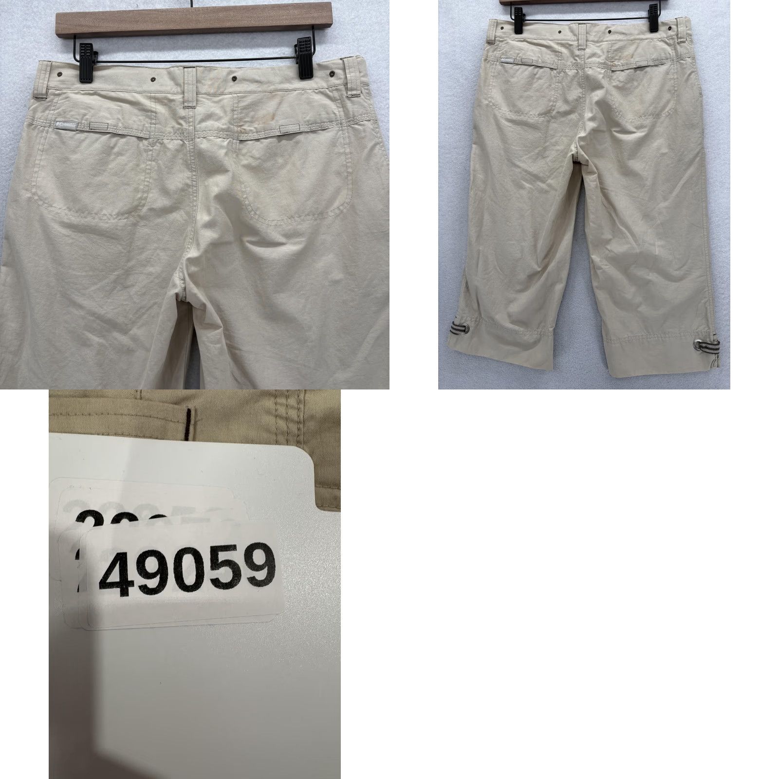 Vintage Columbia Capri Pants Womens S Beige Cotton Nylon NWT Casual Travel Workwear Pockets Drawstring Front Flat Front 18in Inseam Capris Size 28" / US 6 / IT 42 - 10 Thumbnail