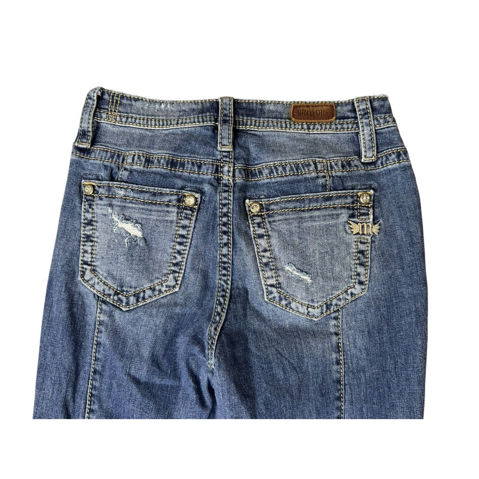 Miss Me Y2K Vintage MISS ME High Rise Crystal Patchwork Flare Jeans Size 27" / US 4 / IT 40 - 7 Thumbnail