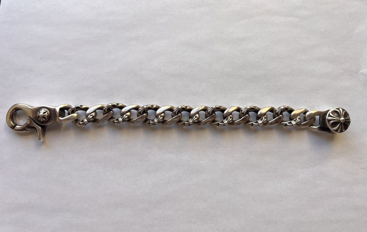 Pre-owned Chrome Hearts Fancy Link Bracelet In Silver