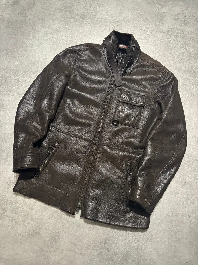 Prada × Vintage 2000s Prada Imperialist Fur Brown Leather Jacket Size US M / EU 48-50 / 2 - 10 Thumbnail