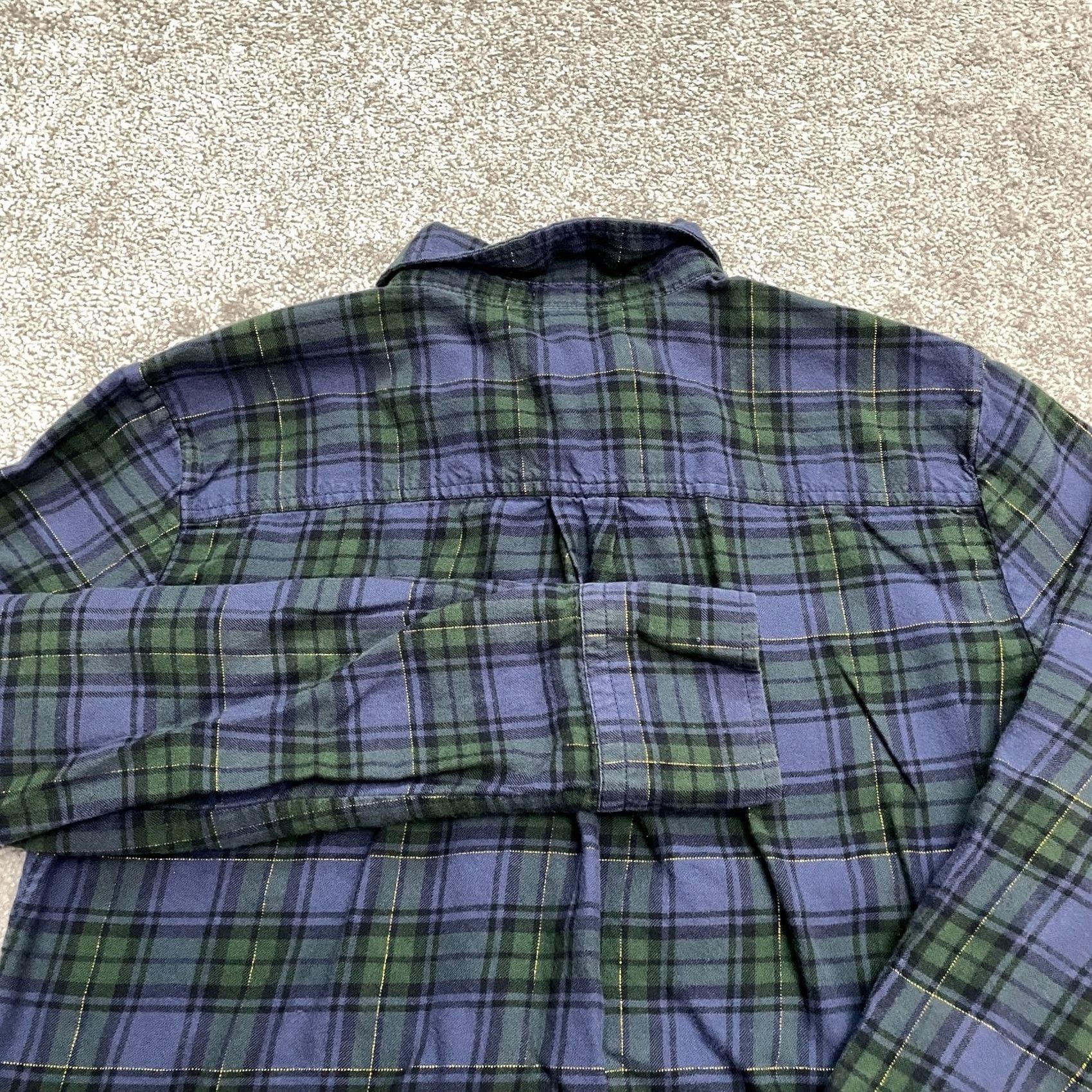 J.Crew J.Crew Flannel Tunic Shirt Womens XXS Blue Green Plaid Cotton Casual Popover Top Size XXS / US 00 / IT 34 - 6 Thumbnail