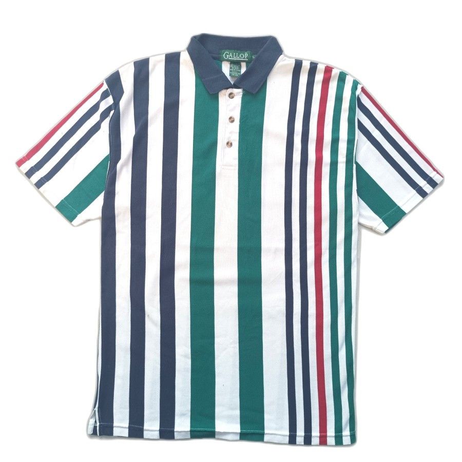 Vintage 90s Gallop multicolour stripes polo shirt casual Size US L / EU 52-54 / 3 - 1 Thumbnail